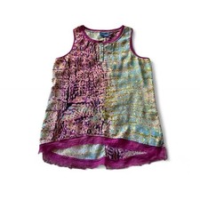 Simply Vera Vera Wang Sleeveless Tunic Tank Womens L Boho Patchwork Top