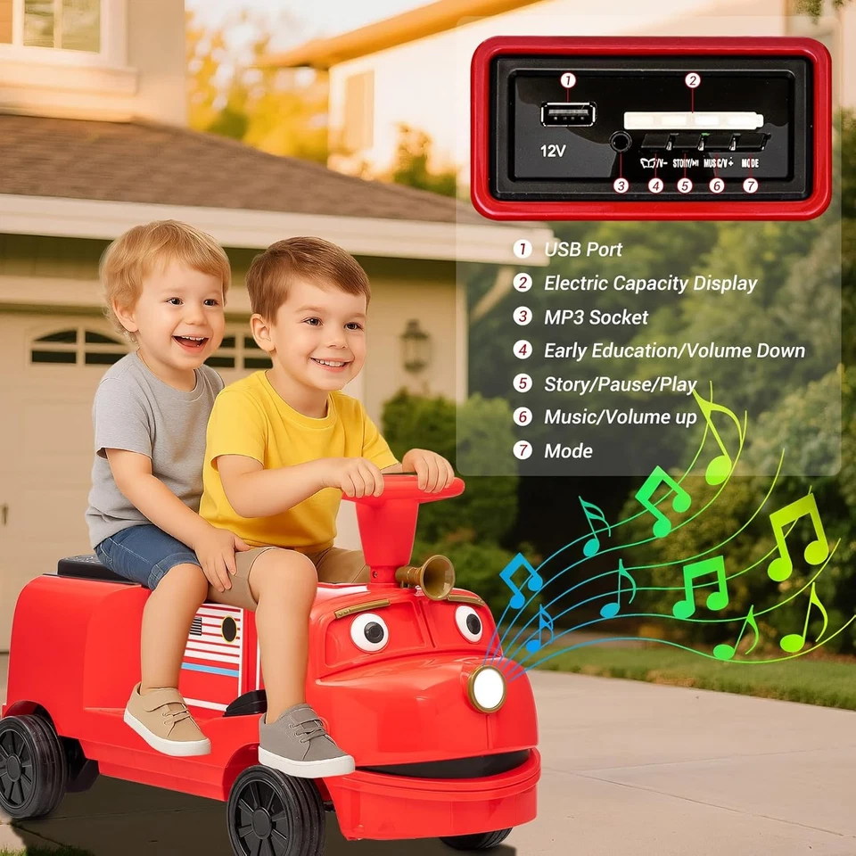 2-Seater Ride On Train Trackless Kids Electric Toy Car 2 Speeds W/ MP3 Bluetooth - Image 2 of 4