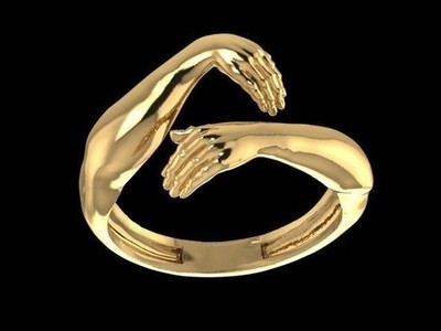 Gold Arm Wrap Ring Adjustable Open Hug Hands Statement Fashion Jewelry Unisex,
