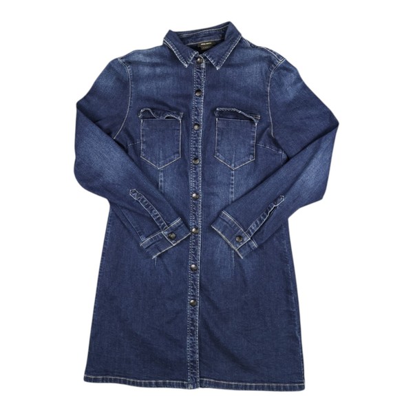 Miss Sixty Dress Womens LARGE blue collared long sleeve button up maxi denim L