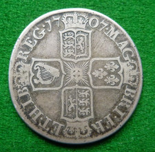 1707 QUEEN ANNE SILVER HALFCROWN - FAIR/FINE