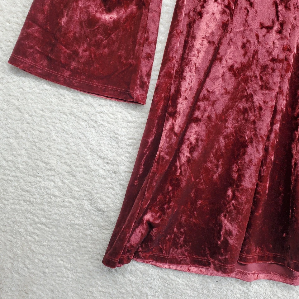 Women's Velvet Babydoll Dress Large Burgundy Mini 90's Whimsigoth Witchy Y2K - Image 2 of 4