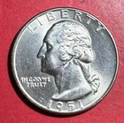1951D Choice Uncirculated US Washington SILVER Quarter! "Denver" Mint! Old Coin!
