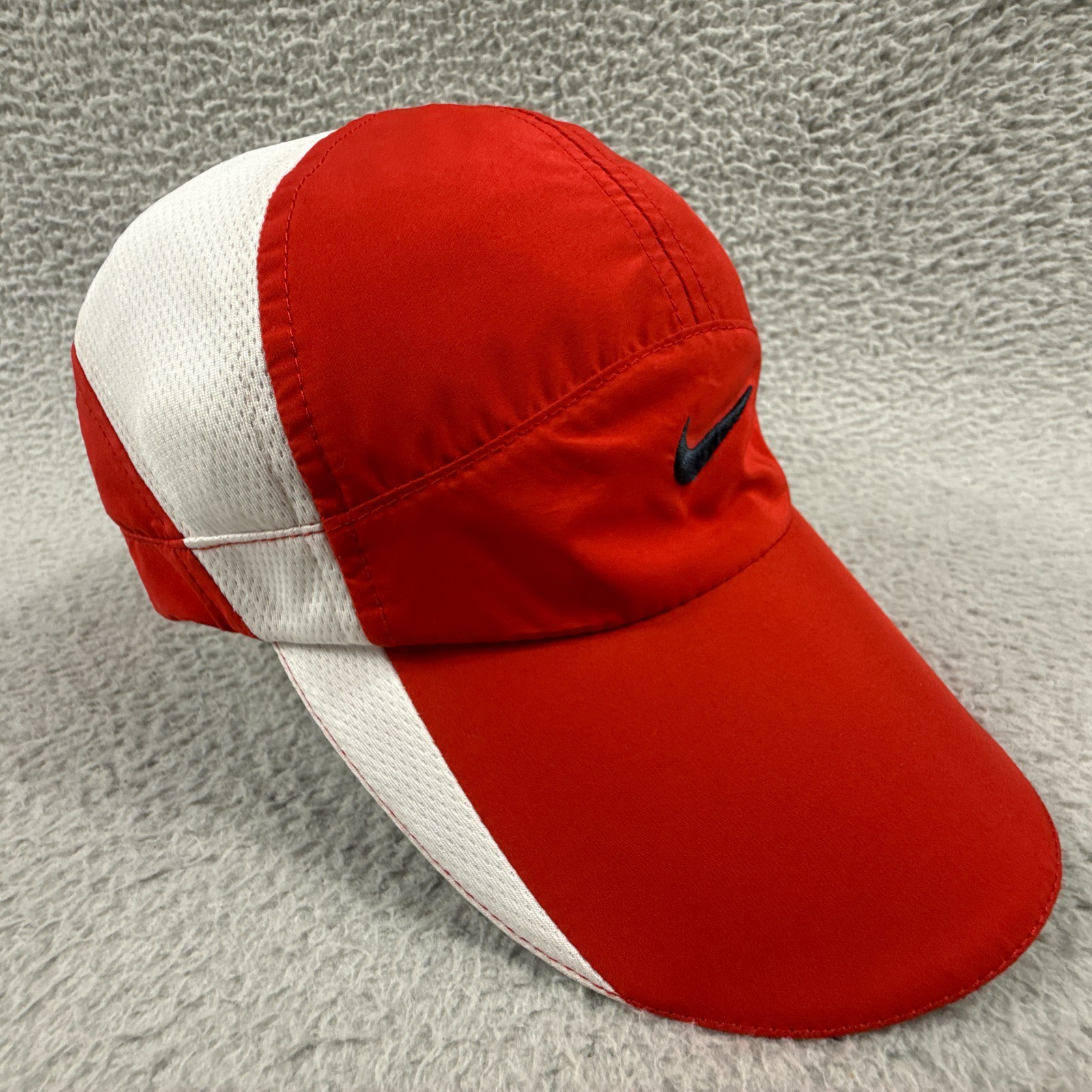 Vintage Nike Hat Cap Strap Back Tailwind 7 Panel Dri Fit Red White Y2K Running