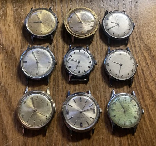 Vintage Timex Mechanical Watch Lot of 9 / Marlin, Sprite, Viscount Parts Repair