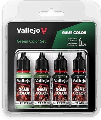 Vallejo Green Game Color Paint Set (4 Colors) (18ml) - Hobby and Model Acrylic