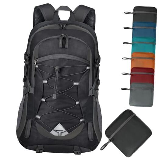 Hiking Backpack 40L Packable Lightweight Camping Backpack Men Women Black
