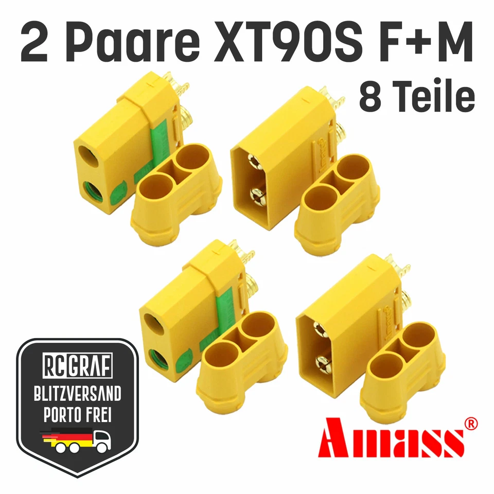XT90S XT90 Anti Blitz Stecker Buchse Original Amass® Male Female Lipo 1-20 Paare - Bild 3 von 4