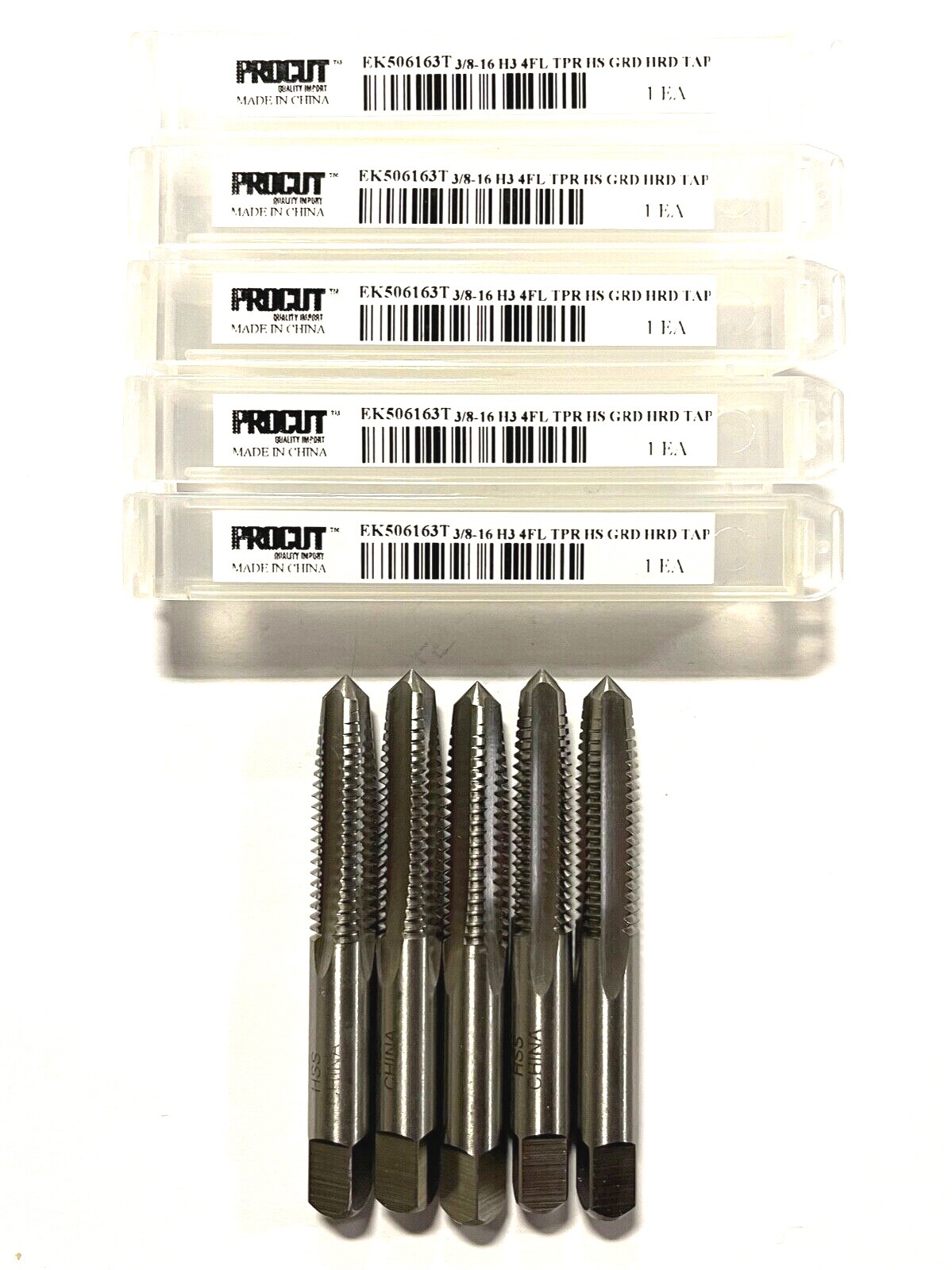 ProCut 3/816 Tap HSS General Purpose Taper Tap H3 4 Flute 5 Pack