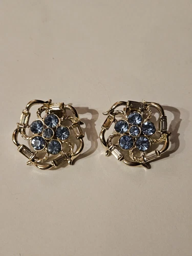 Kramer Rhinestone Clip On Earrings Vintage Women's Gold Tone Costume Jewelry