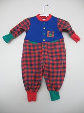 VTG Gymboree NEWBORN Boys Teddy Bear Romper Outfit Rainbow Tag Color Block 90s