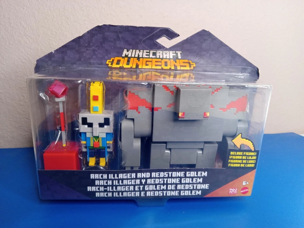 Minecraft DUNGEONS Redstone Golem and Arch Illager Mojang Mattel sealed package
