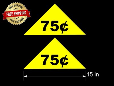 Price Sticker 75 SODA VENDING MACHINE (2) LARGE YELLOW .75 PRICE DECALS / Free Ship! | eBay