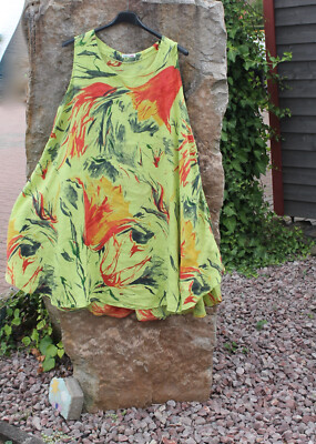 Leinen Kleid Strandkleid Long Tunika EG weit glockig Tunnelzug