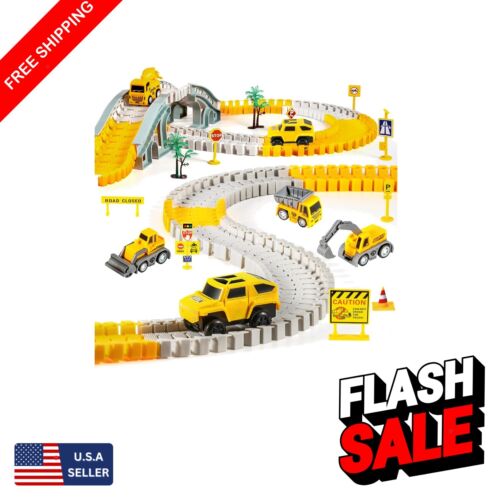 260 PCS Build-Your-Own Construction Race Track with 2 Electric Cars - Gift Idea