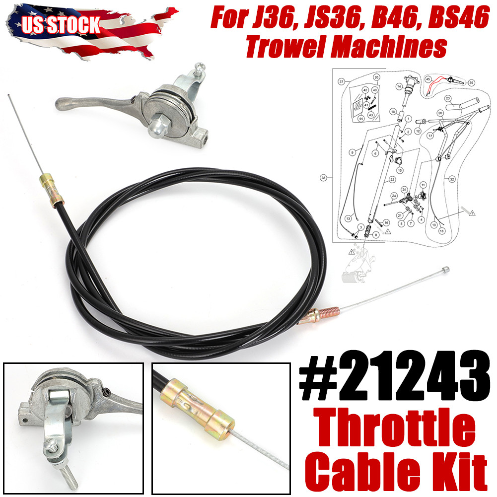 Throttle Cable For J36, JS36, B46, BS46 Trowel Machines Models Kit Repl 21243