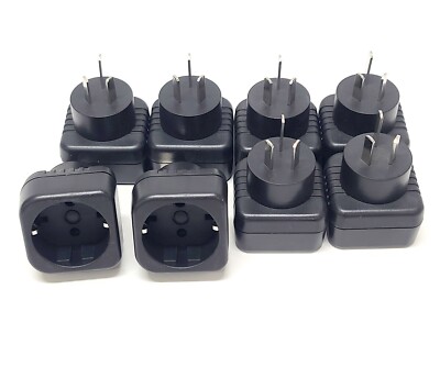 Qty 8  European Schuko Female to Australian Male Plug Adaptor Grounded Adapter