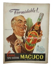 Original Vintage 50s Argentinian Alcohol Poster Havanna Style Liqueur  Sign Bar