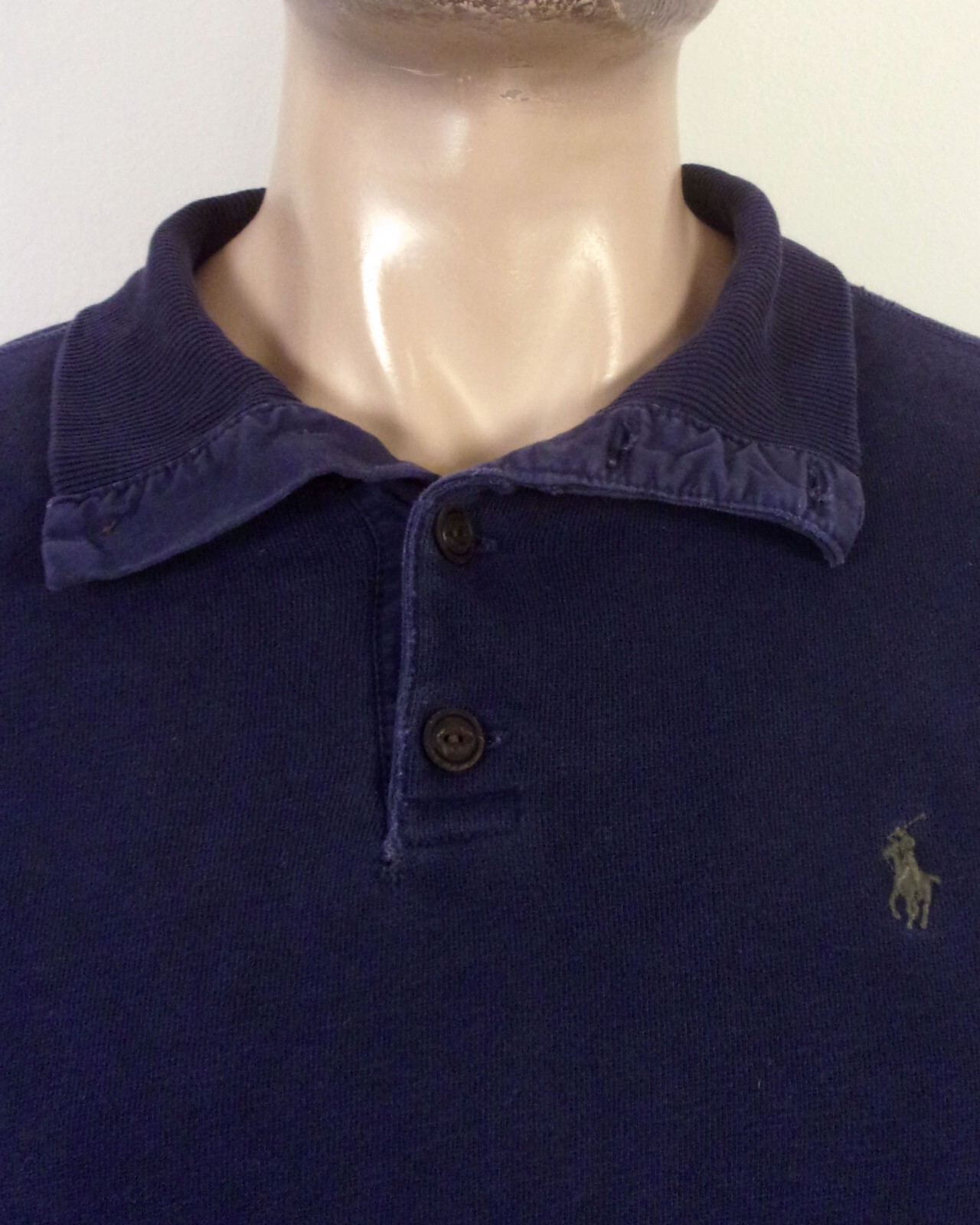 Felpa vintage anni '90 00 Y2K rara con colletto blu navy LS pony taglia S