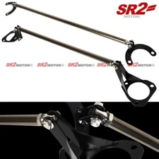 For 1992- 2001 Honda Prelude Gunmetal Front + Rear Strut Tower Brace Bar Set