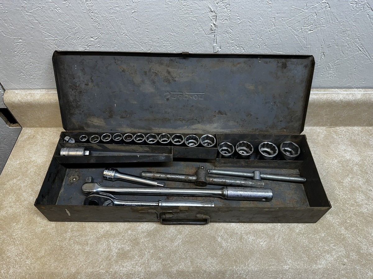 SNAP-ON Tool Vintage 20 Pc 1/2 Drive Shallow Socket Set W/ 71-10