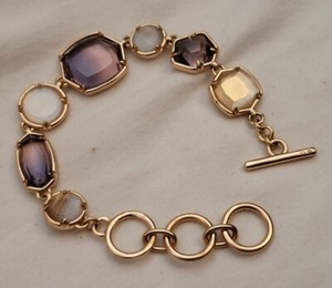 Authentic Rare Kendra Scott Natalia Rose Gold Plated Peach Mix Link Bracelet $148