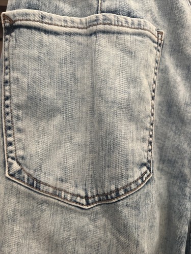 Express Tapered Ankle Denim Fold Over Jeans Button 4R Blue Acid Wash High Rise - Picture 7 of 10