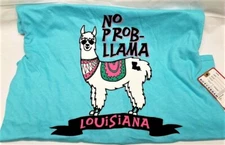 New Royce T-Shirt - Light Blue - NO PROB LLAMA LOUISIANA - Small Petite Girls SS