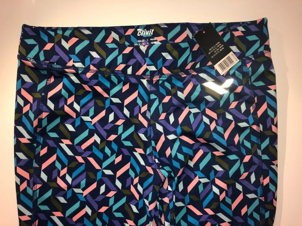 Crivit Donne 7/8 Leggings Sportivi Taglia L 44/46 Stampa Mesh Nuovo Con Tasca - Immagine 4 di 4