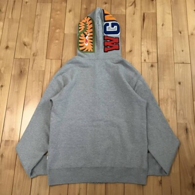 BAPE WGM Shark full zip hoodie Gray A Bathing Ape Size XL | eBay