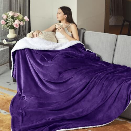 Sherpa Fleece Queen Size Blanket for Bed Extra Warm Queen(90" x 90
