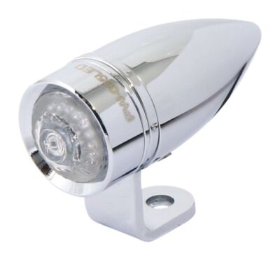 Highway Hawk LED Tail Light (1 Piece) ''MONO BULLET SHORT'' Chrome with E-Mark