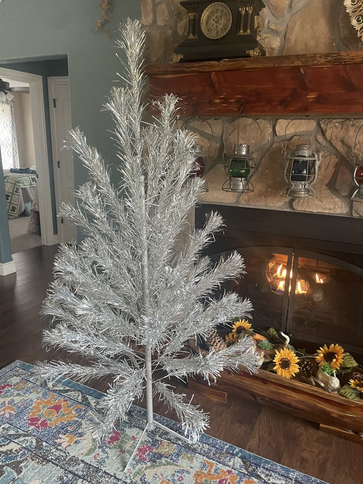 Vintage 58” Aluminum Silver Christmas Tree eBay
