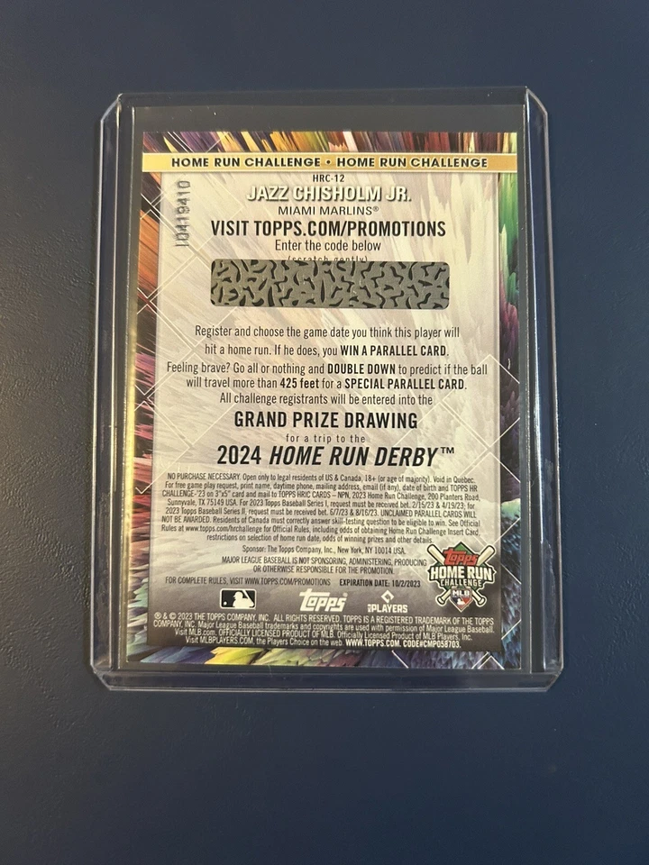 2023 Topps Series 2 Jazz Chisholm #HRC-12 Unscratched Home Run Challenge - Image 2 of 2
