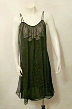 Rogers Double Layers Black Nylon Tricot Lace Bodice Chemise Babydoll Nightie 34