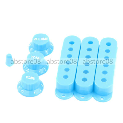 Blue Pickup Covers Volume Tone Knob Switch Tip for Stratocaster Strat Guitar