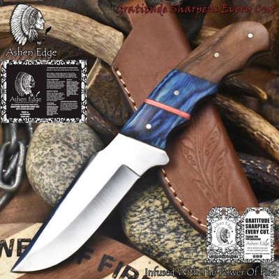 Ashen Edge Forged Skinner Knife AUS-10 Steel Walnut Wood Wooden Bolster Hunting