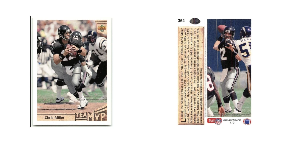 Chris Miller 1992 Upper Deck #364 Atlanta Falcons Football Card NM - Image 3 of 3