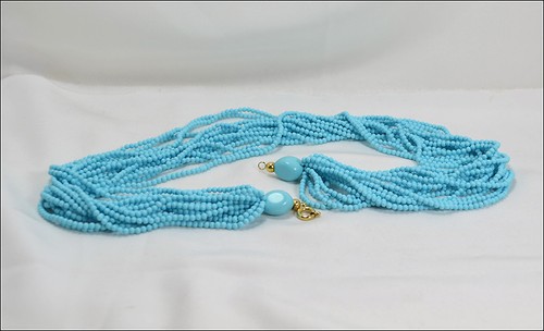 COLLANA IN ORO 18 Kt CON TORCIONE DI PASTA DI TURCHESE PALLINI 3 mm OGLN 0231 - Picture 2 of 3