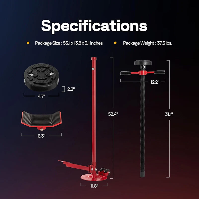 2pcs Moveable Under Hoist Support Stand 3/4 Ton Car Support Jack Lfit 52''-76'' - Image 2 of 4