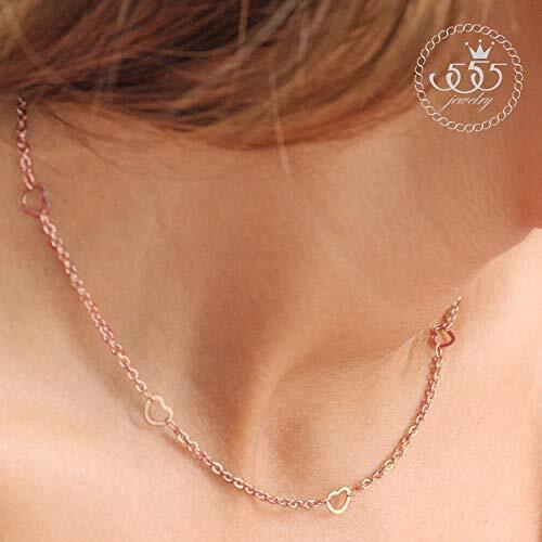 555Jewelry Womens Stainless Steel Mini Multi Heart Love Dainty Chain Necklace
