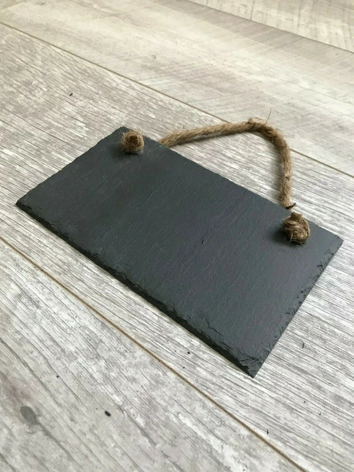 Handmade slate hanging chalkboard blackboard message board memo plaque 18x10cm  - Image 3 of 4