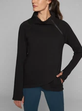 ATHLETA Cozy Karma Asym Pullover Sweatshirt Size XXS | Black Soft! CYA Top NWOT