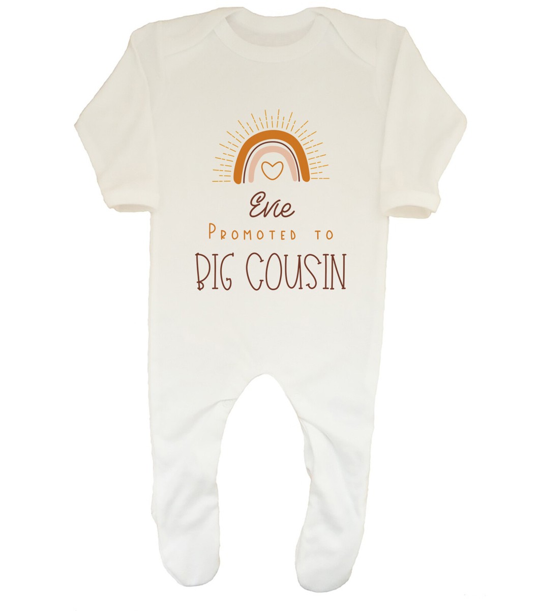 Personalised Promoted To Big Cousin Baby Grow Sleepsuit Any Name Boys Girls  Gift