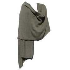 Cashmere|Shaw/Throw|HandLoomed|Nepal|"Natural"|2 Color Weave|Charcoal/Taupe