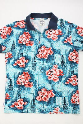 Franklin Marshall Alumni Men's Large Slim Fit Hawaiian print Polo