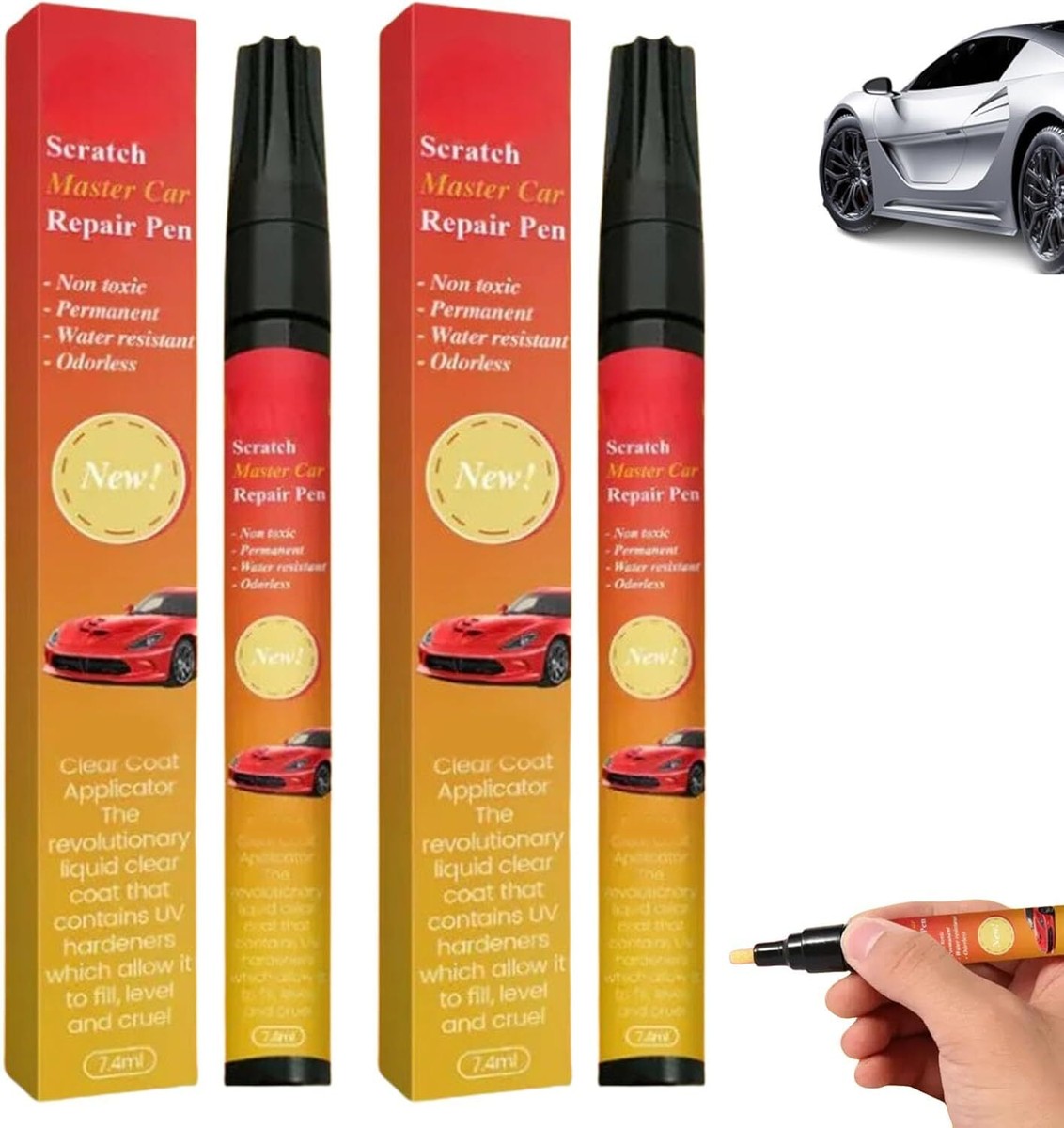 2pcs Lackstift Auto Silber 12ML, 2 In 1 Auto Lack R Produktbild-Vorschau 5