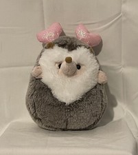 Fao Schwarz Hedgehog Plush with Pink Heart Headband Lovey Soft Fur Clean GiftEUC
