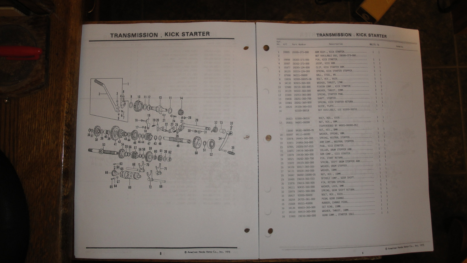 HONDA MR175 1975-76 PARTS CATALOG MANUAL PUBLISHED OCTOBER 1975