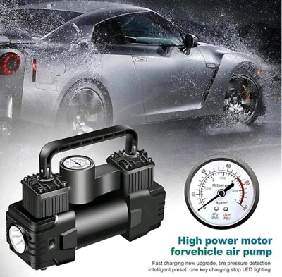Portable Tire Inflator with LED Light   for Cars, Bikes, Balls & More